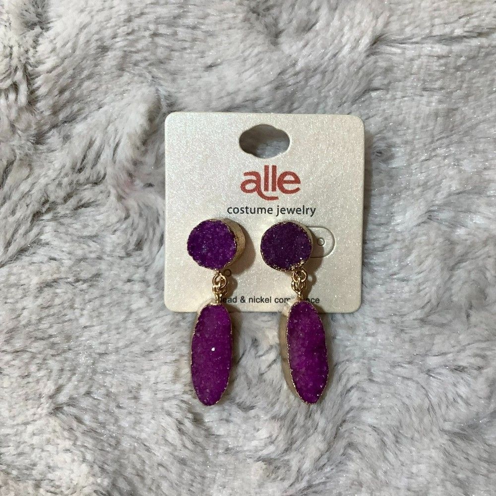 Nwt Alle purple druzy drop earrings